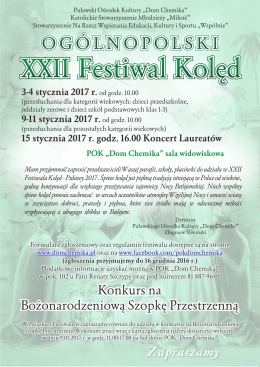 XXII Ogólnopolski Festiwal Kolęd - na zgłoszenia czekamy do 16 grudnia